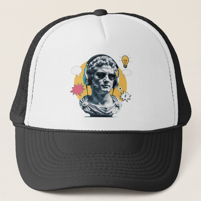 Boné Romano busto com Fones de ouvido - Chapéu Pai esté (Frente)