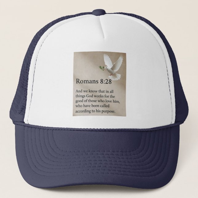 Boné Romans 8:28 Bible Verse Trucker Hat (Frente)