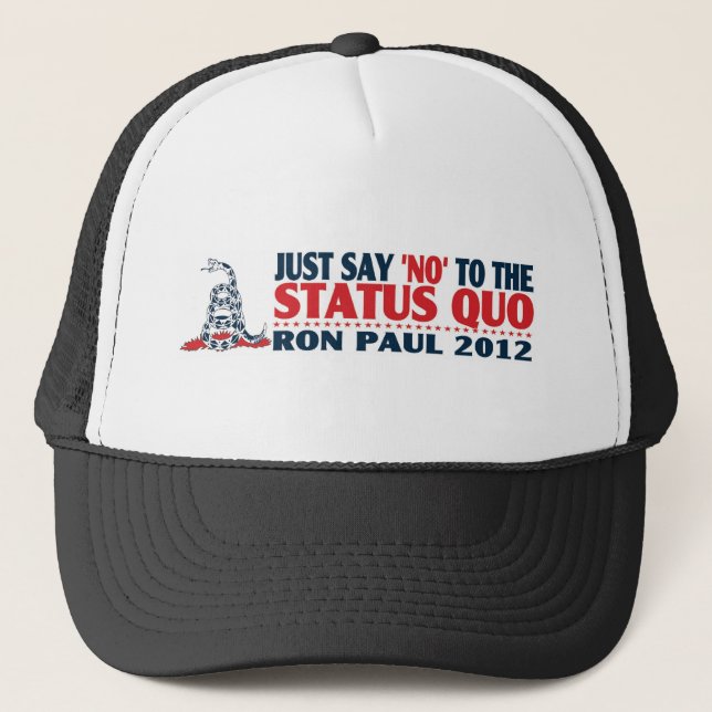 Boné Ron Paul 2012 - Apenas diga NÃO ao estado Quo (Frente)