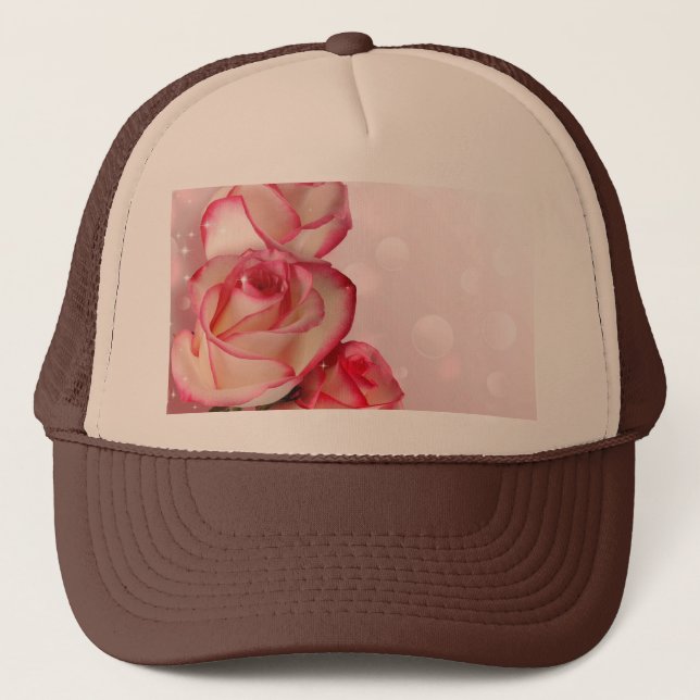 Boné Rosa Cor-de-Rosa Claro com Tampa Marrom e Bege Per (Frente)