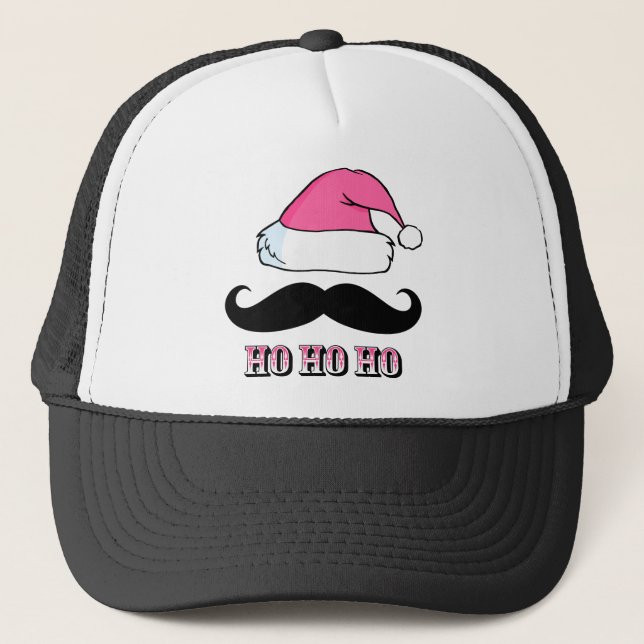 Boné Rosa do papai noel do bigode (Frente)