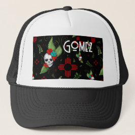 Boné Rosas do crânio Zia Sun Greenery Black Novo México