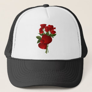 Boné Rosas vermelhas e corações impressionantes