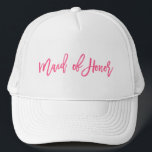 Boné Roteiro cor-de-rosa da madrinha de casamento<br><div class="desc">Diz a "madrinha de casamento" que caracteriza um roteiro na moda da escova no rosa quente</div>