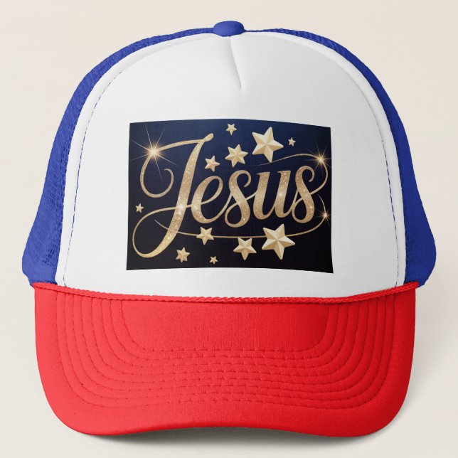 Boné Roteiro Jesus Dourado Azul  (Frente)