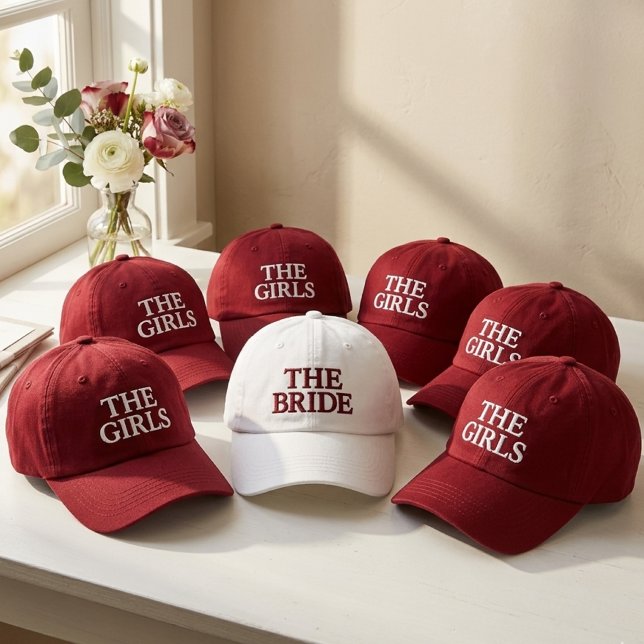 Boné Roteiro Personalizado de Casamento de Noiva Modern (Bride Squad Embroidery, Bridesmaid Hat Gift, Wedding Party Favor, Bridal Party Keepsake, Bride Gift)