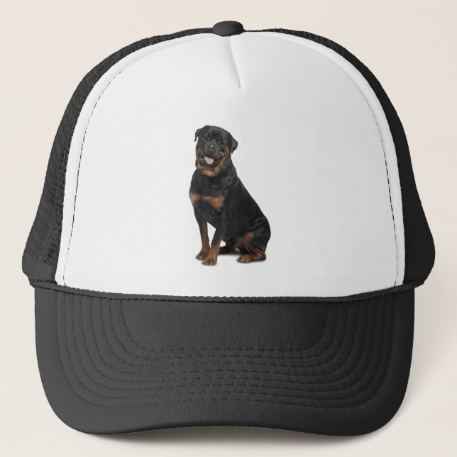 Boné Rottweiler Cachorro Pet Animal Custom Trucker Hat (Frente)