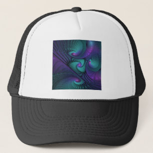 Boné Roxo encontra Arte Fractal abstrato Turquesa moder