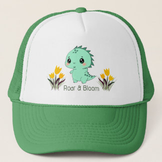 Boné Rugir & Florescer Dinossauro Verde Fofo