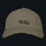 Boné Rustic Wiltic Vintage Cote Black Olive Green Legal<br><div class="desc">Um Boné verde-oliva doce e aflita,  Chino,  bordado negro,  com a citação,  Wild. Um cúmplice inspirador e presente de aniversário divertido.</div>