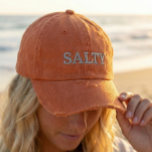 Boné SALTY Sarcastic Sayings in Orange and Pink<br><div class="desc">Um legal design de tipografia bordado com o sarcástico que diz "SALTY" em letras cor-de-rosa-claro em um fundo de cor laranja queimada.</div>