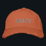 Boné SALTY Sarcastic Sayings in Orange and Pink<br><div class="desc">Um legal design de tipografia bordado com o sarcástico que diz "SALTY" em letras cor-de-rosa-claro em um fundo de cor laranja queimada.</div>