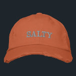 Boné SALTY Sarcastic Sayings in Orange and Pink<br><div class="desc">Um legal design de tipografia bordado com o sarcástico que diz "SALTY" em letras cor-de-rosa-claro em um fundo de cor laranja queimada.</div>