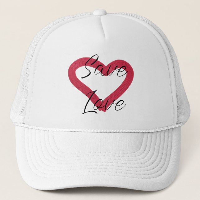 Boné salvar o amor. texto. coração. (Frente)