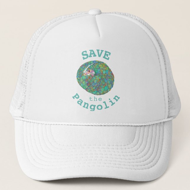Boné Salvar o slogan da pangolim em azul turquesa (Frente)