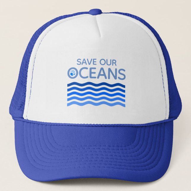 Boné Salve Nossos Oceanos Terra Estilizada Ondas (Frente)