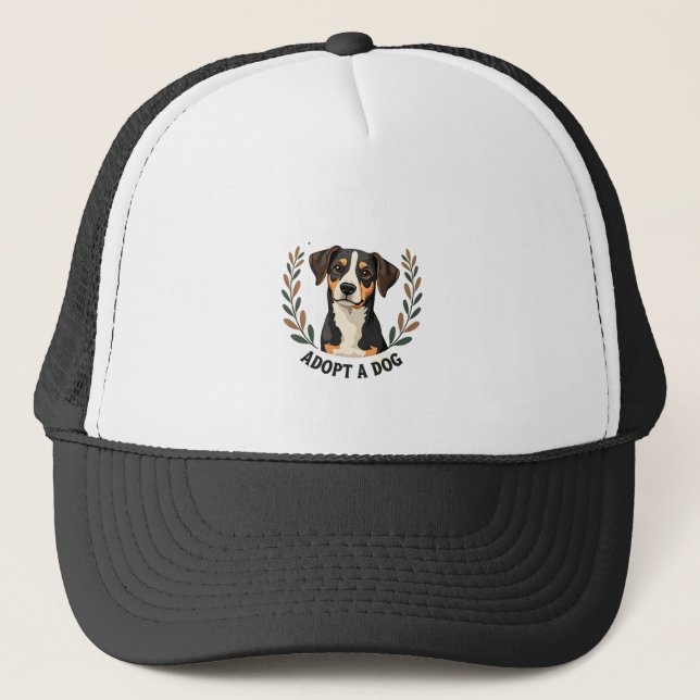 Boné Salve Uma Vida Adote um Cachorro Ilustração de Res (Frente)