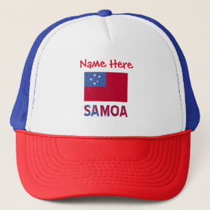 Boné Samoa e Samoan Flag Personalização Vermelha