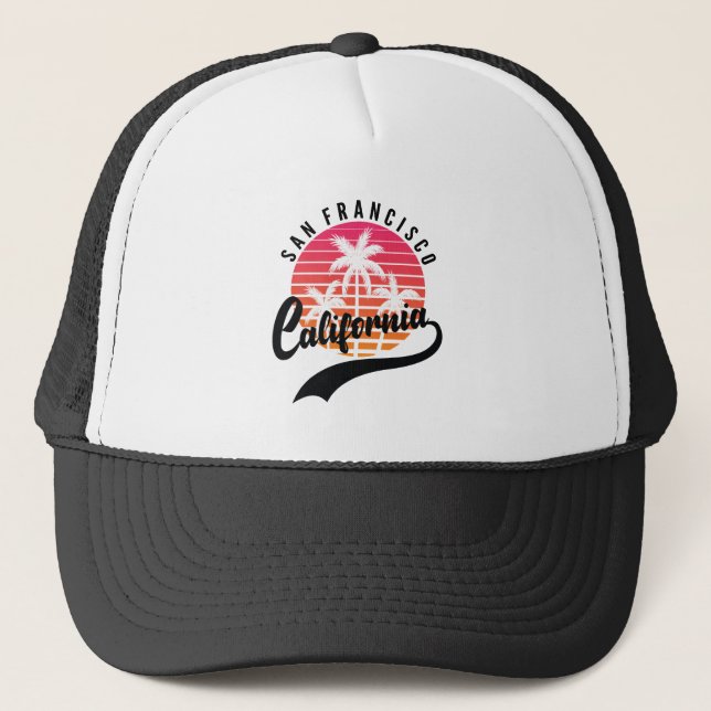 Boné San Francisco, Califórnia Retro Sunset Trucker Hat (Frente)