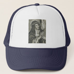Boné Santa Catarina de Siena Crucificação Arte Noir Fé