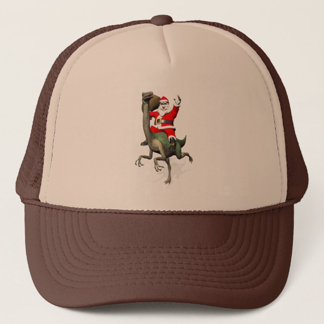 Boné Santa Claus Andando Em Gallimimus (Frente)
