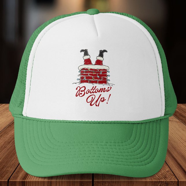 Boné Santa Fundo Para Cima Natal Divertido (Criador carregado)