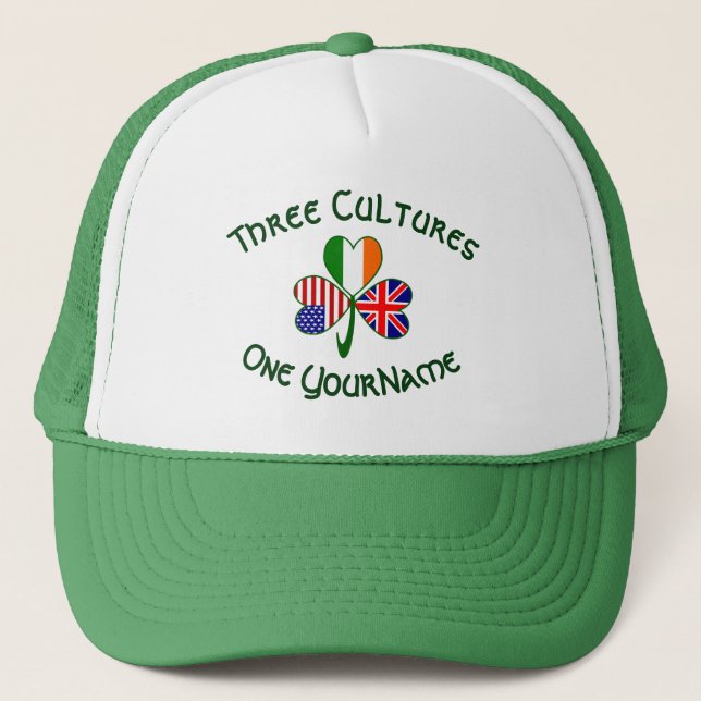 Boné Santo Shamrock Personalizado com Bandeiras da Grã- (Frente)