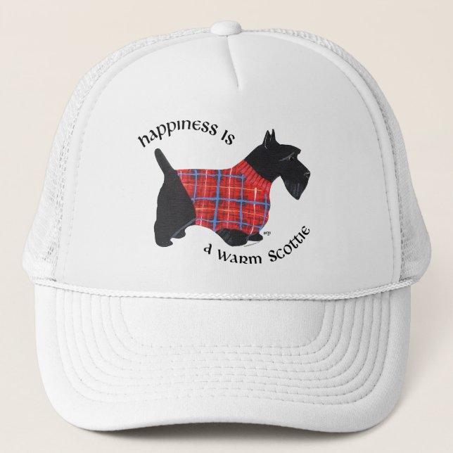 Boné Scottie com Suéter Xadrez Vermelho e Azul (Frente)