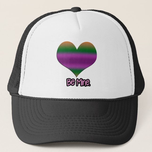 Boné Seja meu Namorados Coração de Stripe Roxo (Frente)