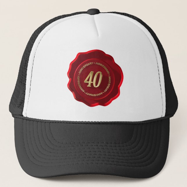 Boné selo de cera vermelha do 40º aniversário (Frente)