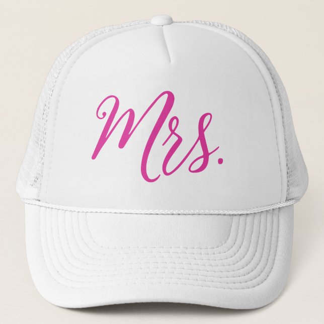Boné Senhora Chapéu Trucker – Design de Letra Chic Rosa (Frente)