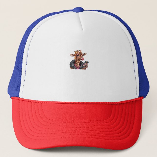 Boné Senhora Girafa Adorável Aplicando Maquiagem Com Ol (Frente)