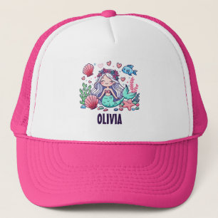 Boné Sereia de desenho animado fofo personalizado 