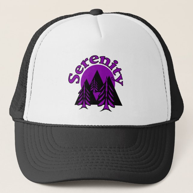 Boné Serenidade Citação Moderna Roxo Roxo Árvores (Frente)