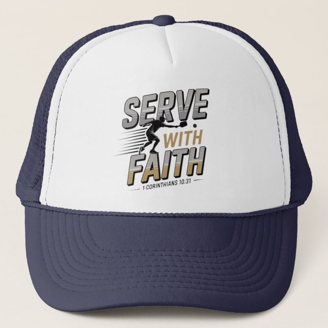 Boné Serve With Faith Christian Pickleball Trucker Hat (Frente)