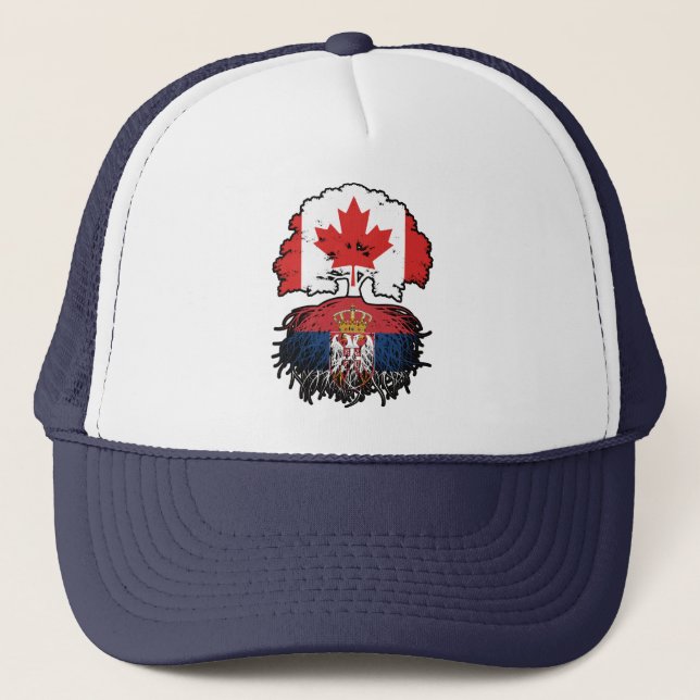 Boné Sérvia Sérvio Canadense Canadá Árvore Bandeira (Frente)
