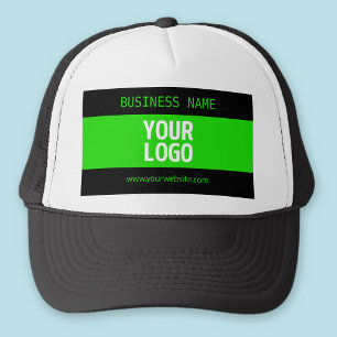 Boné Seu logotipo ou imagem Preto e verde brilhante