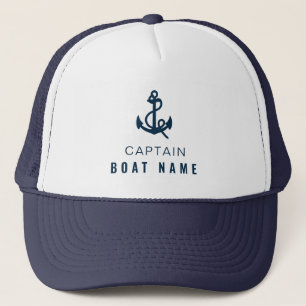 Boné Seu nome de barco, Capitão Anchor Náutico Azul Bra