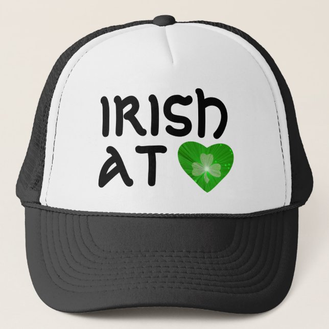 Boné Shamrock Heart "Irish at Heart", chapéu preto (Frente)