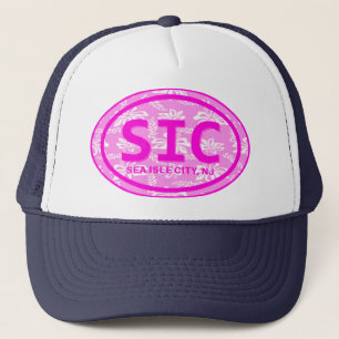 Boné SIC Sea Isle City NJ Pink Floral Beach Tag Hat