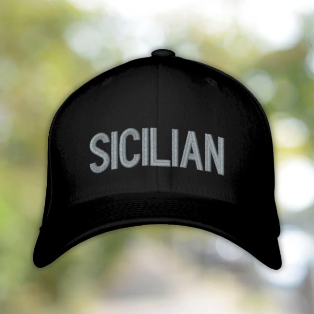 Boné Sicilian black embroidered cap (Sicilian Embroidery on Black Baseball Cap for heritage gift for her, gift for him)
