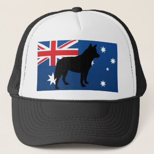 Boné Silhueta de cães de boi australianos na bandeira