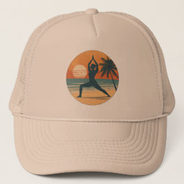 Boné Silhueta de Yoga ao Pôr do Sol na Praia | Vida de 