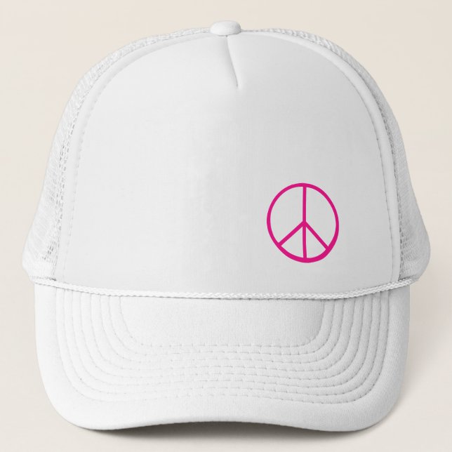 Boné Sinal de Paz Moderno Branco Rosa (Frente)