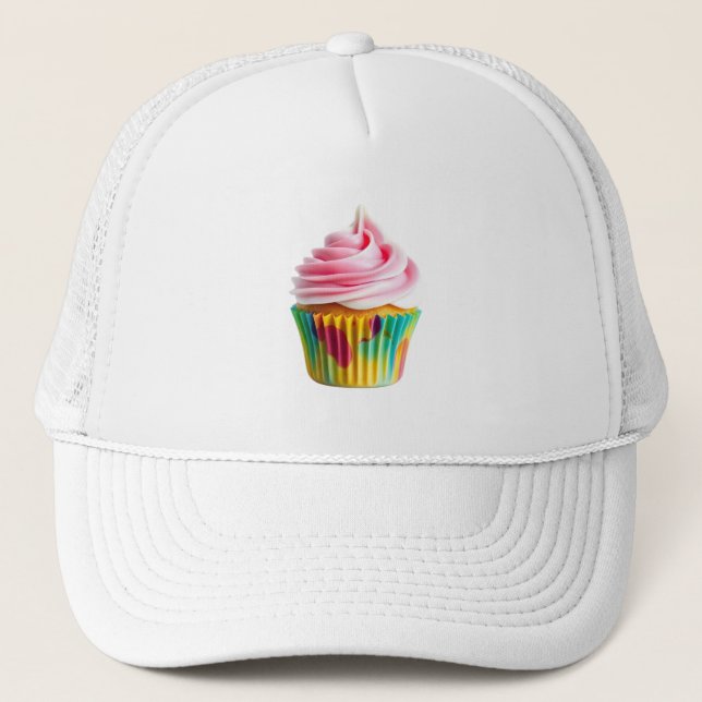 Boné Single Cupcake with Pink and White Frosting (Frente)