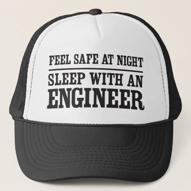 Boné Sinta seguro na noite, sono com um engenheiro (Frente)
