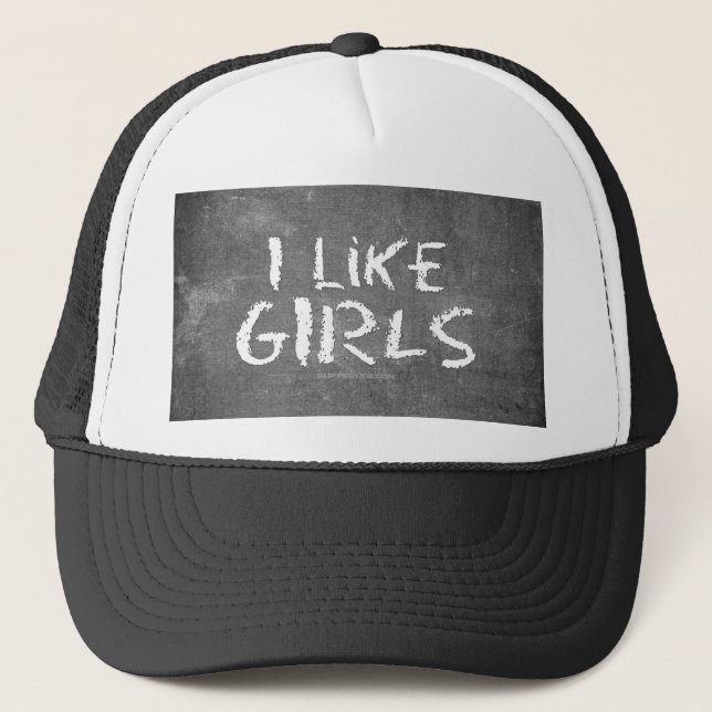 Boné SlipperyJoe's Eu Gosto de Meninas quadro-negro suj (Frente)