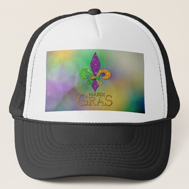 Boné SlipperyJoe's festivo tema Mardi Gras roxo gre (Frente)