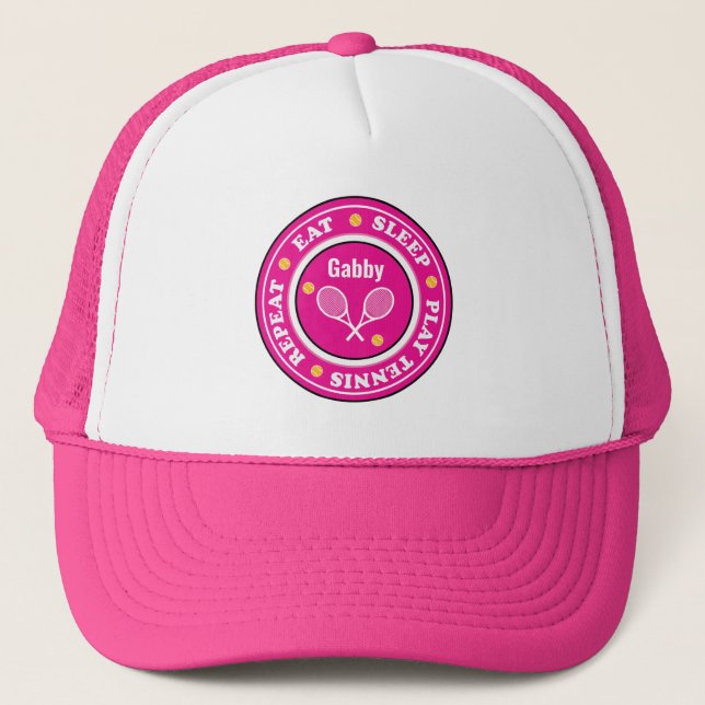 Boné Slogan de tênis cor-de-rosa legal com nome persona (Frente)