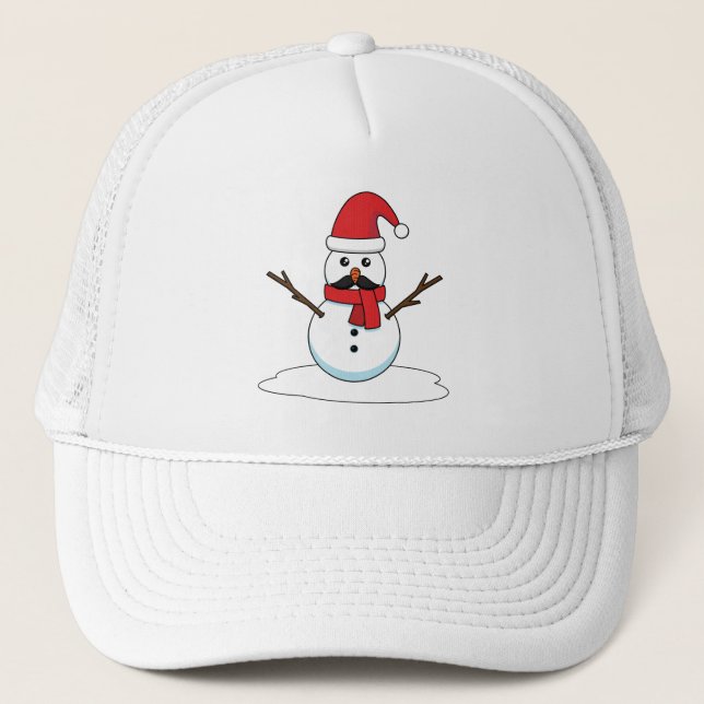 Boné Snowman engraçado com bigode e papagaio (Frente)